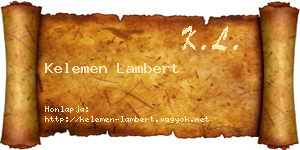 Kelemen Lambert névjegykártya